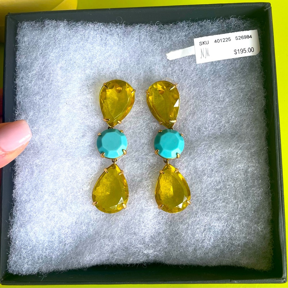 Lele Sadoughi turquoise gold drop earrings
